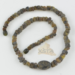 Amber necklace raw olive beads style